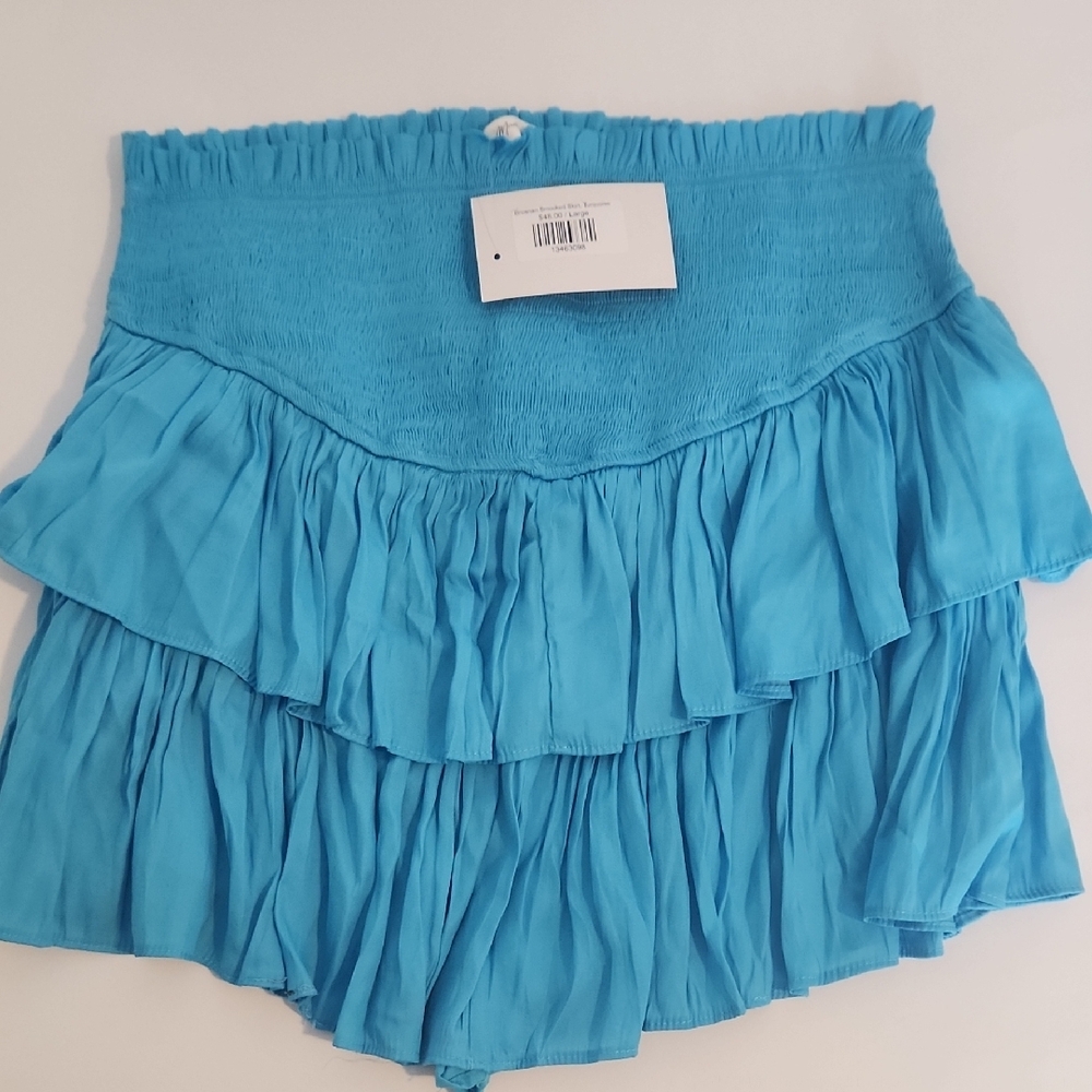 Mustard Seed Blue Ruffled Mini Skirt